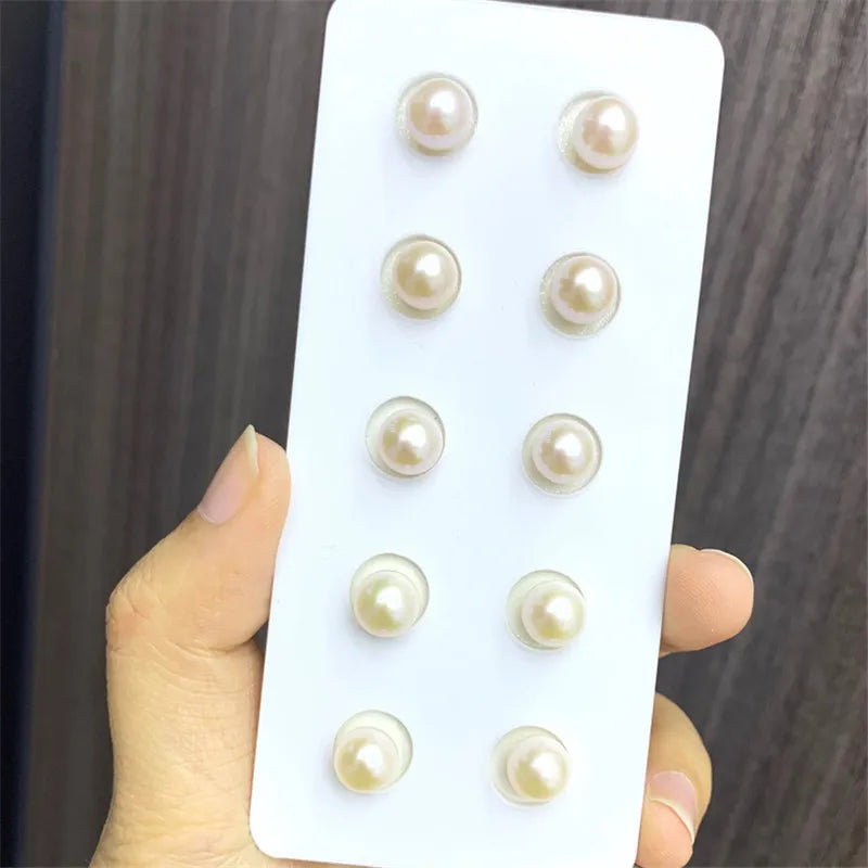 Good Luster 8-11.5mm 3A 4A Full Perfectly Round Real Fresh Water Half Drilled Half Hole Freshwater Loose Pearl