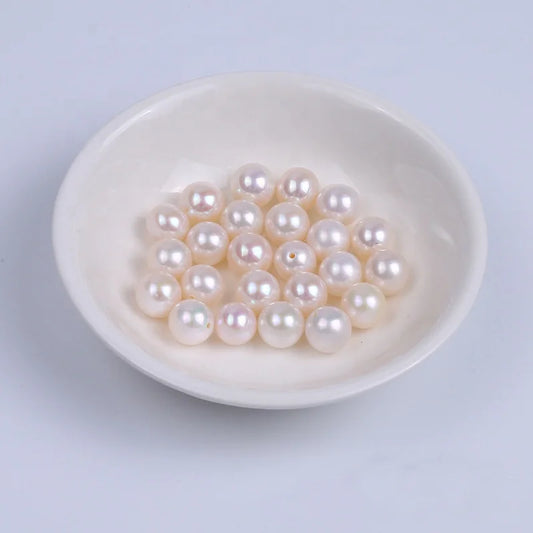 Zhuji Cultured Natural Freshwater Pearls 2A Quality Bulk Wholesale Price Half Drilled Round Pearls for Earrings Rings