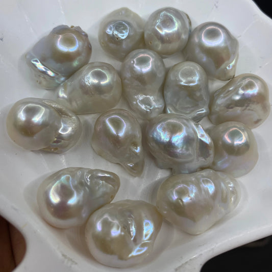 Wholesale 1A Loose Baroque Freshwater Pearl Full Hole 13-16mm White Color Irregular Shape for Jewelry Making