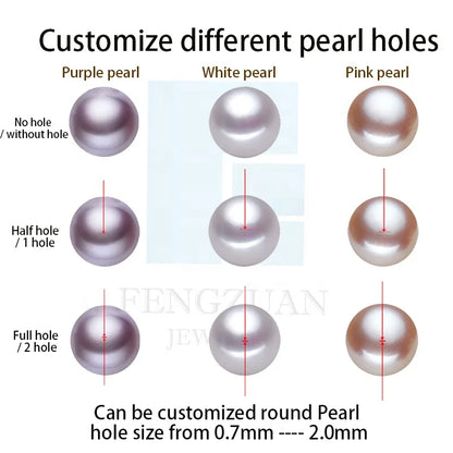 Jewelry 2-12mm Cultured Pearl White Round Half Drilled Natural Freshwater Pearl for Jewelry Making Loose Pearl Beads