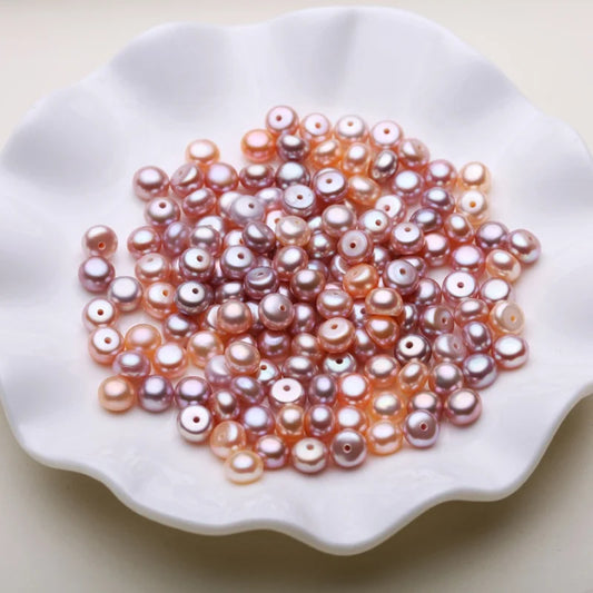 3A Natural Half Hole Drilled /no Holes Button Shape Loose Pearls 2.5mm-15mm Genuine Real Bead Natural White Pearl Jewelry