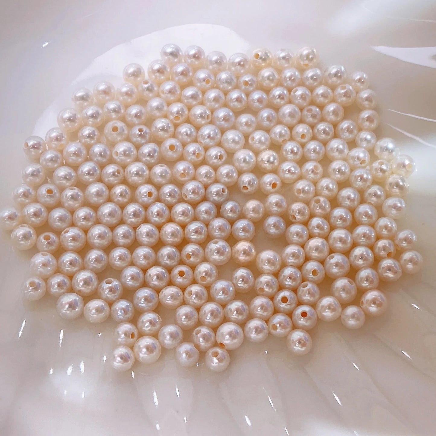 Good Quality Zhuji Cultured Round Freshwater Pearls  Half Hole White Loose Beads Natural Freshwater Pearls