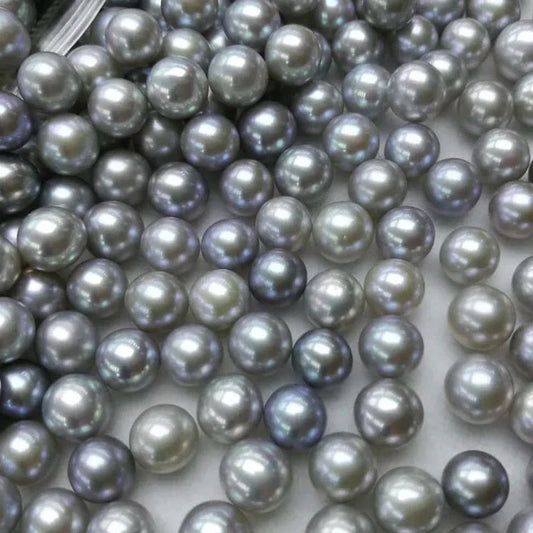 Wholesale Price High Quality Grey 4A 5APearls 7-8mmRound Loose Beads Half Hole Freshwater Pearls Jewelry Accessories
