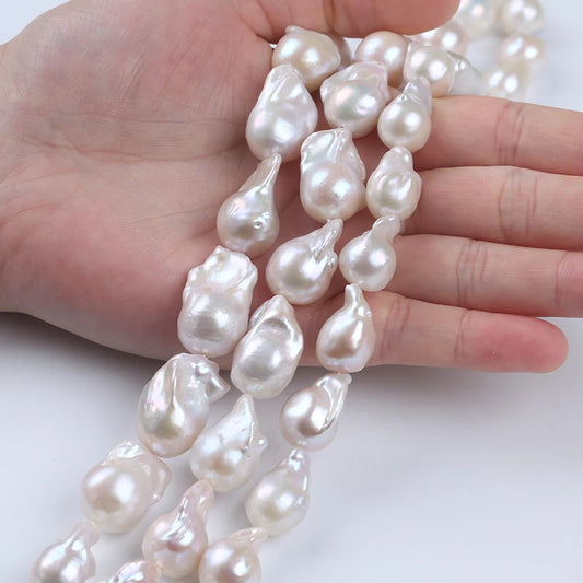 11-14mm C-AAA GRADE Natural BIG Baroque Loose White Pearl Strand