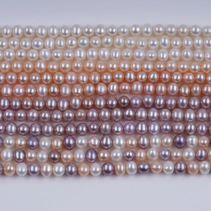 7-8mm AAA Grade White Potato Shape Loose Pearl Freshwater Strand Beads for Jewelry Making
