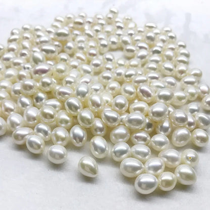 Wholesale Loose Pearl 5x7 6x8mm 3A White Color Strong Luster Rice Drop Shape Natural Freshwater Pearl
