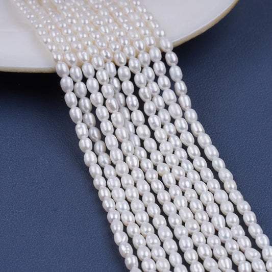 4-5mm Natural White Loose Pearl Beads Rice Freshwater Pearl String