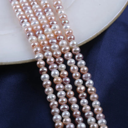 5-5.5mm High Quality Natural Cultured Freshwater Pearl Potato Shape Pearl Strands