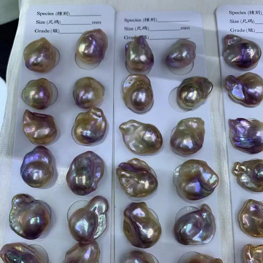 15-16mm Natural Baroque Freshwater Loose Pearls Smooth Surface Pink/Purple Round Pearls for Jewelry Making