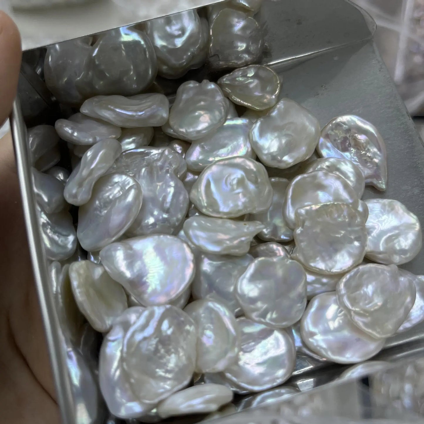 Jewelry Large 15-20mm Keshi White Freshwater Pearl Earrings High Quality Natural Loose Pearls Wholesale Price