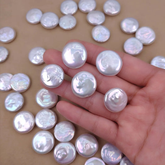 1-3A 9-16mm Natural Freshwater Pearl Loose Coin Beads White Pink Purple Coin Pearl Bead for Jewelry Making