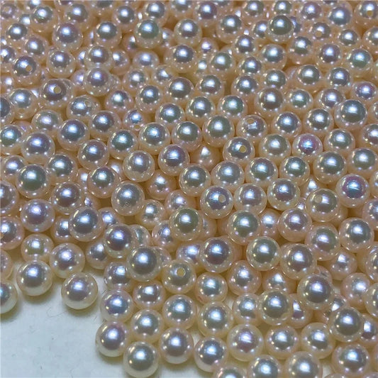 Wholesale Loose Pearls 3A 3.0mm-8.0mm White Round Half Hole Freshwater Natural Pearl Price