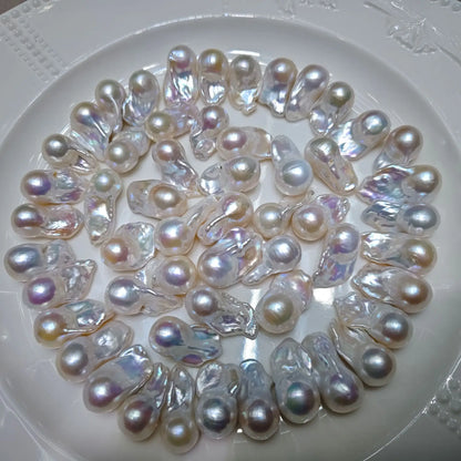 1A Loose Baroque Freshwater Pearls 14*20mm Natural White  Irregular Shape Beads for Jewelry Making