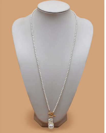 5mm AA Rice  Long Pearl Necklace 32inches Pearl of Love"pendant Necklace Gift Box Diy Natural
