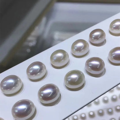 3A-4A 5-10mm Natural Freshwater Pearl White Half Hole Rice Drop Shape Bracelet Necklace Pearl  for Jewelry Making