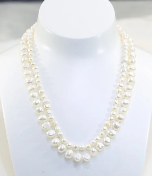 5-8mm Baroque Shape AA Grade 925 Sterling Silver Clasp Fresh Water Pearl Necklace