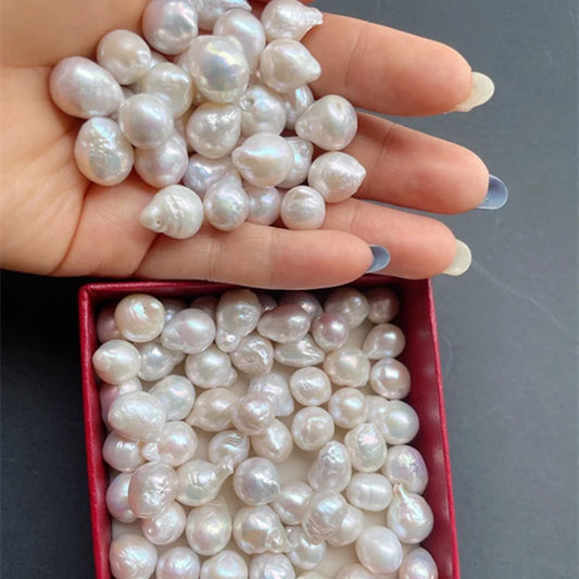 9-10mm Irregular Baroque Pearls No Hole White Color Natural Freshwater Pearls Nucleated Drop Baroque Pearls for Jewelry Making