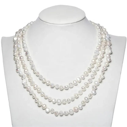 8-9MM White Multi Color Modern 60 Inch Long Real Freshwater Cultured Fresh Water Pearl Necklace Design