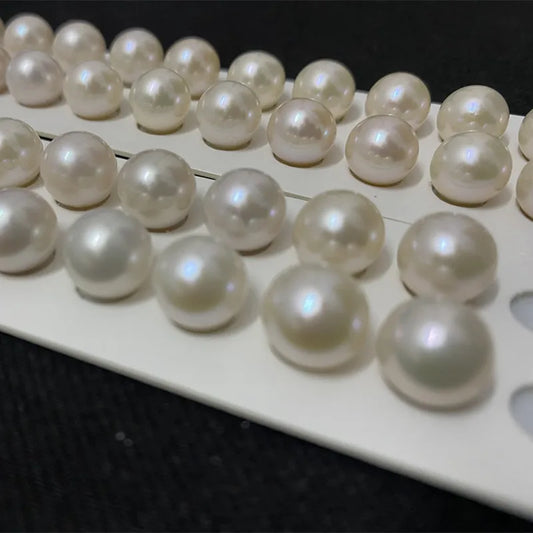 China Factory Wholesale Culture Perfect Loose Pearls White 2-12mm Round Half Hole Fresh Water Natural Pearl Manufacturer