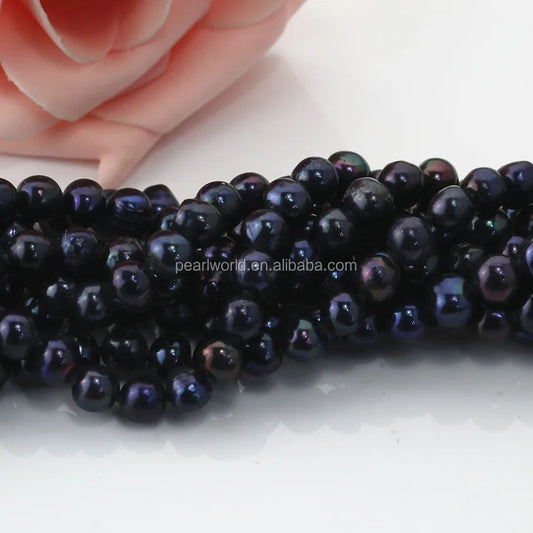 8mm a Potato Shape Black Color 100'' Pearl Necklace Wholesale, Making a Pearl Necklace, Fancy Pearl Necklace Designs