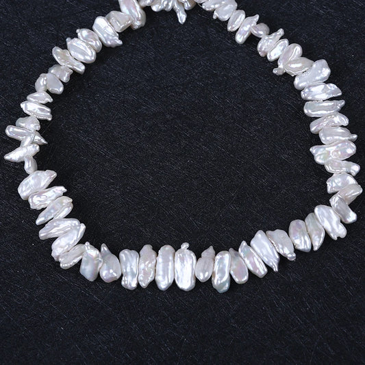 6*19mm Natural White Side-drilled Keshi Biwa Stick Freshwater Pearls