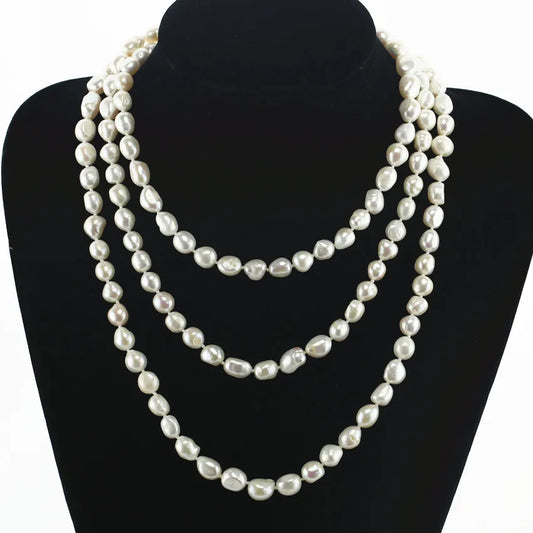 8-9mm AA Baroque 47inches Long Pearl Necklace, Real Pearl Necklace