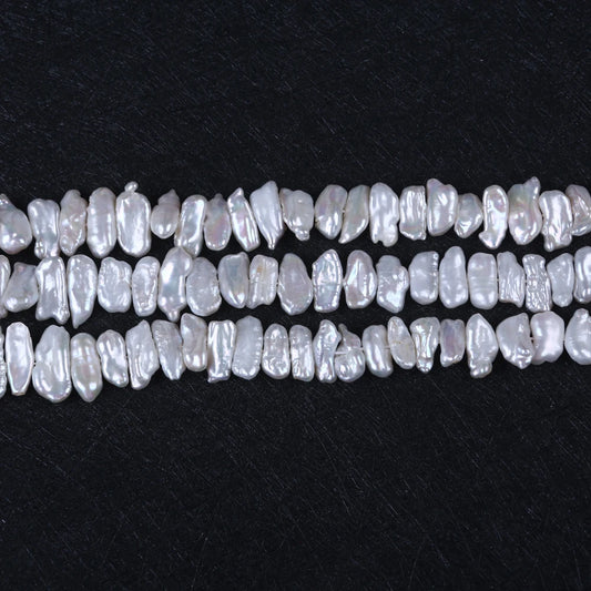 6*19mm Natural White Side-drilled Keshi Biwa Stick Freshwater Pearls