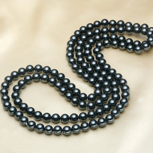 10mm 47 Inch Grey Color Long Pearl Sea Shell Necklace