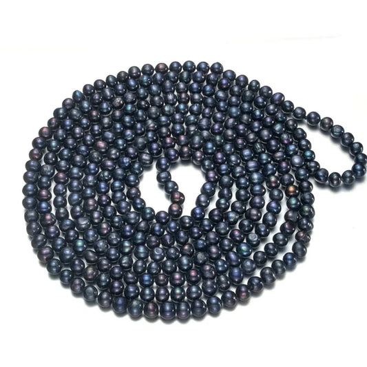 8mm a Potato Shape Black Color 100'' Pearl Necklace Wholesale, Making a Pearl Necklace, Fancy Pearl Necklace Designs