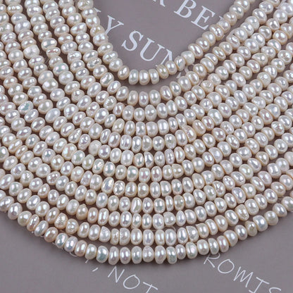 5-6mm B-AAA Wholesale Loose White Natural Fresh Water Bread Pearls Button Beads Strands