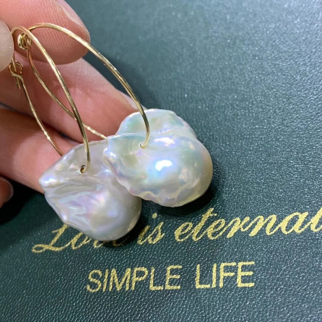 Natural Freshwater Pearl 15-16mm 3A White pink Purple  Big Size Fireball Shape Baroque Pearl Ready to Ship