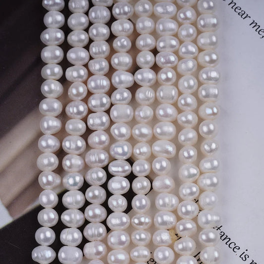5-6mm White Potato Shape Natural Freshwater Pearl Beads for Jewelry Making