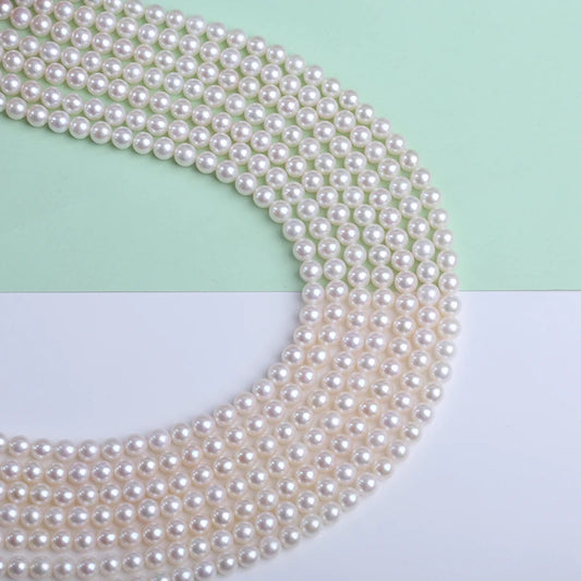 16inch 5.5-7mm AAA Grade White Round Shape Natural Freshwater Pearl Beads for Jewelry Making