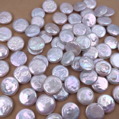 Factory Cheap Price Wholesale 9-16mm AAA Quality Smooth Surface Coin Shape White Freshwater Pearl