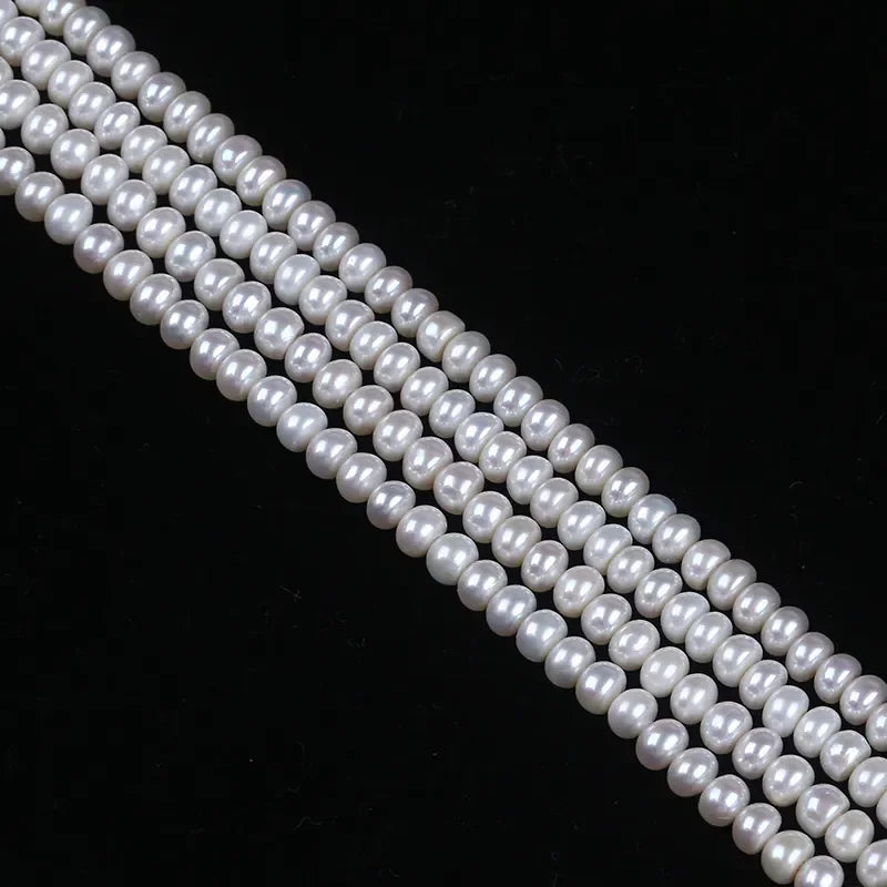 5-6mm B-AAA Wholesale Loose White Natural Fresh Water Bread Pearls Button Beads Strands