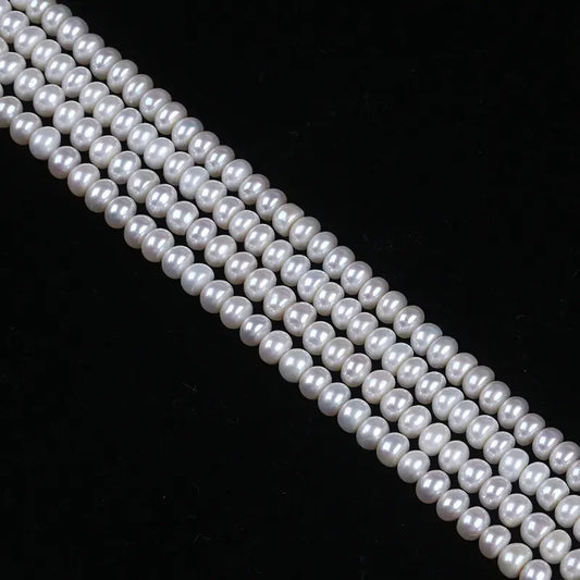 5-6mm B-AAA Wholesale Loose White Natural Fresh Water Bread Pearls Button Beads Strands