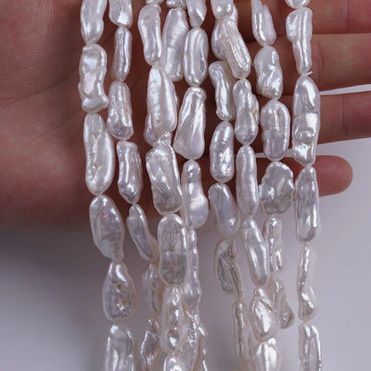 7-9mm Natural White Freshwater Biwa Pearl Beads for Jewelry Making