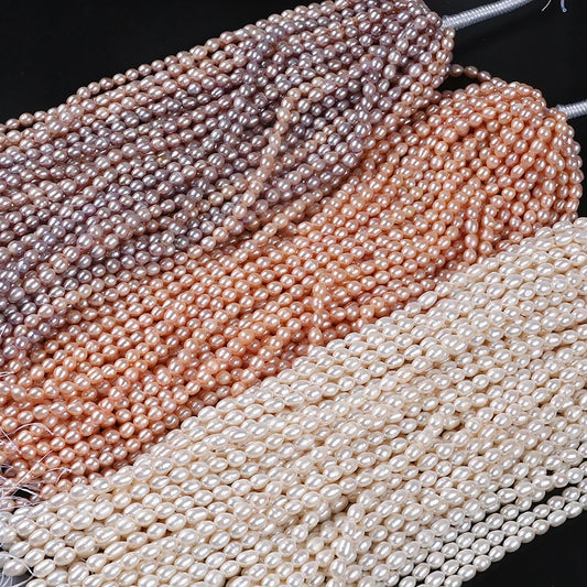 7-8mm Wholesale High Quality Real Natural pink Freshwater Rice Pearl Strand
