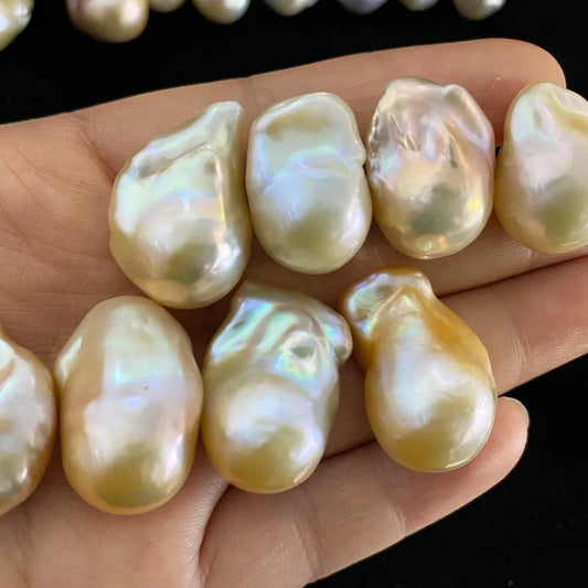 Large Size Baroque Freshwater Pearl Necklace Making Loose Beads 14mm-16mm White Half-Hole Natural Pearls 15mm Jewelry-Wholesale