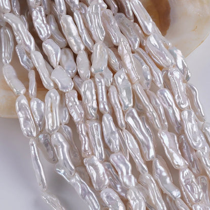 7-9mm Natural White Freshwater Biwa Pearl Beads for Jewelry Making