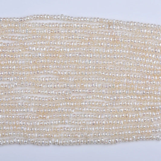 18cm 3-3.5mm Aa Grade Wholesale Freshwater Loose Button Shape Pearl for Jewelry Making