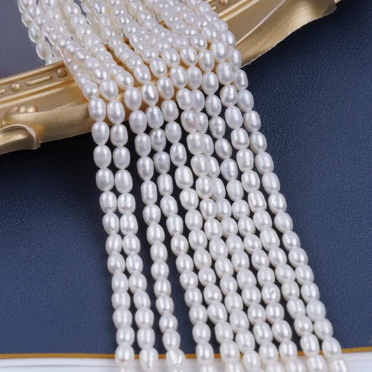 4-5mm Natural White Loose Pearl Beads Rice Freshwater Pearl String