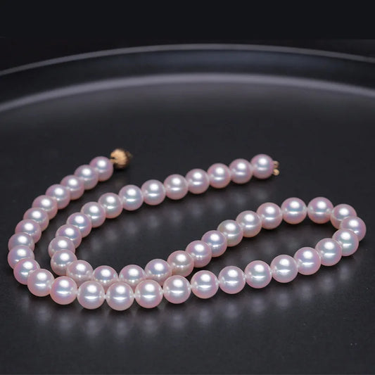 8mm Round Top Grade 3A with 18k Clasp White Color Akoya Pearl Necklace