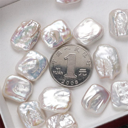 Wholesale Price Natural Freshwater Baroque Pearl 13*18MM Irregular Rectangular Loose Pearls in White for Jewelry Making