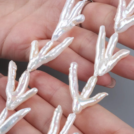 25*32mm White Natural Freshwater Baroque Irregular Chicken Feet Claw Shaped Loose Pearls