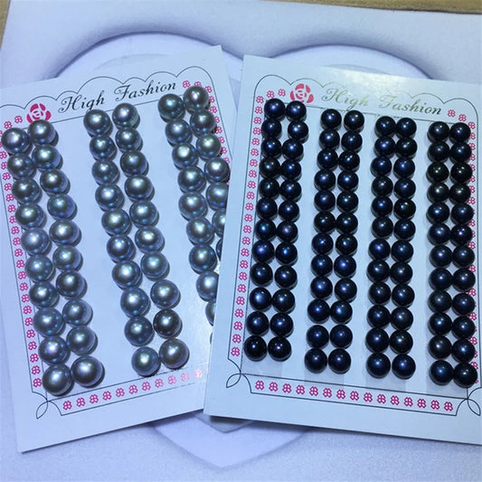 Wholesale Loose AAA Freshwater Pearls Half Drilled Cultured White pink Purple Black Gray Yellow Blue Button Shape Natural Pearl