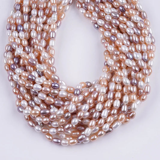 Natural Freshwater 5.5-6mm Natural Color Rice Beads Pearls for Jewelry Making