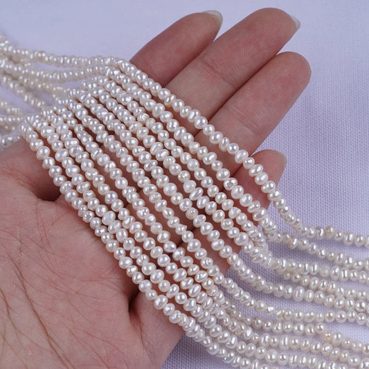 2.5-3.2mm White Potato Shape Natural Freshwater Pearl Beads for Jewelry Making