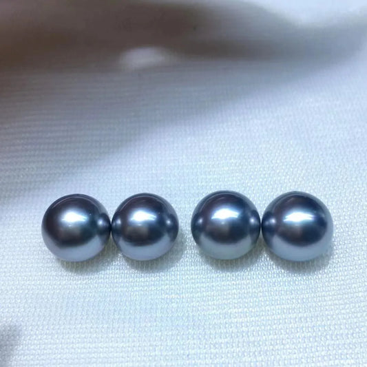 High Quality 9-10mm Dark Golden Peacock Black Color Loose Tahitian Pearls Round Shape Natural Seawater Pearls
