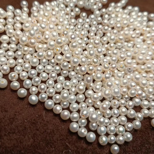 Wholesale Pearls White Round 4a 4mm 5mm 6mm Half Hole Natural Fresh Water Pearl for Pendant